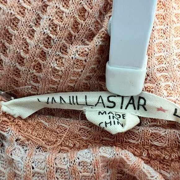 Vanilla Star Women’s Round Neck Long Sleeve Top Gathered Waist Coral Large - Picture 7 of 8